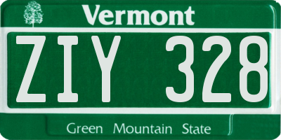 VT license plate ZIY328