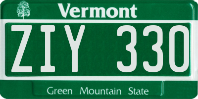 VT license plate ZIY330