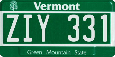 VT license plate ZIY331