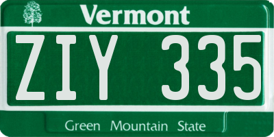 VT license plate ZIY335