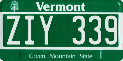 VT license plate ZIY339