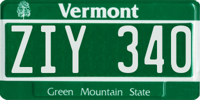 VT license plate ZIY340