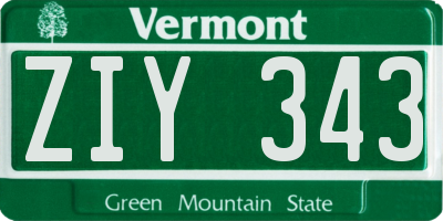 VT license plate ZIY343