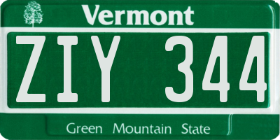 VT license plate ZIY344