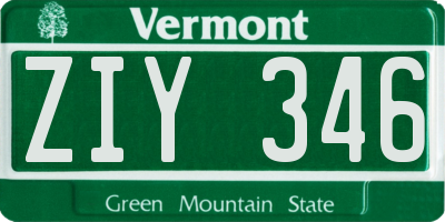 VT license plate ZIY346