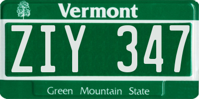 VT license plate ZIY347