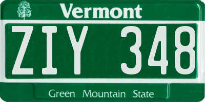 VT license plate ZIY348