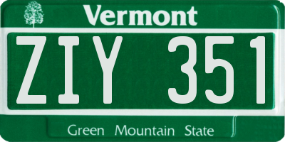 VT license plate ZIY351