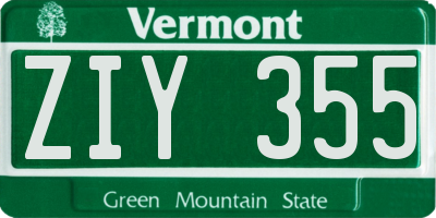 VT license plate ZIY355