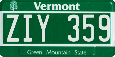 VT license plate ZIY359