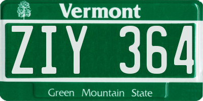 VT license plate ZIY364