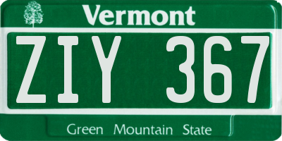 VT license plate ZIY367