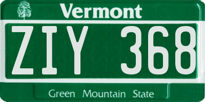 VT license plate ZIY368