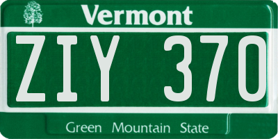 VT license plate ZIY370