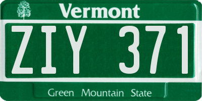 VT license plate ZIY371