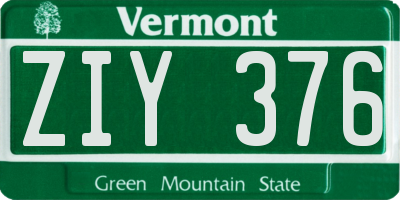 VT license plate ZIY376