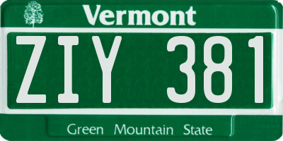 VT license plate ZIY381