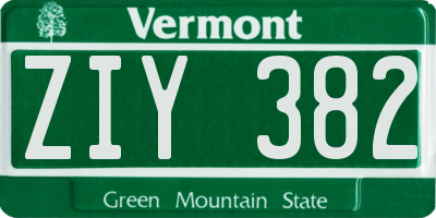 VT license plate ZIY382