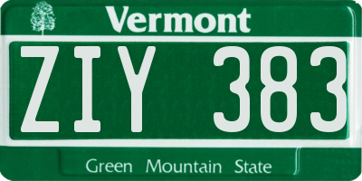 VT license plate ZIY383