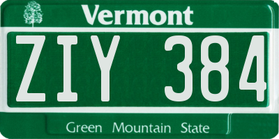 VT license plate ZIY384