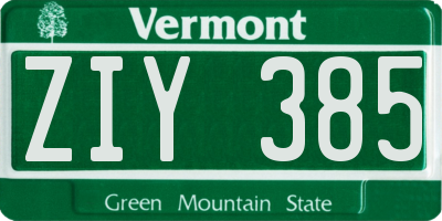 VT license plate ZIY385