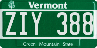 VT license plate ZIY388