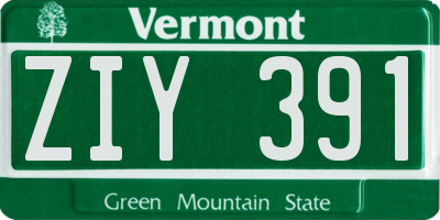 VT license plate ZIY391