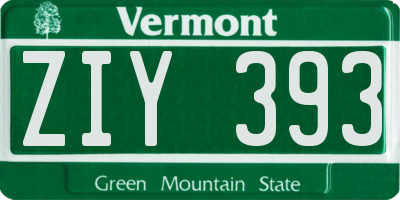 VT license plate ZIY393