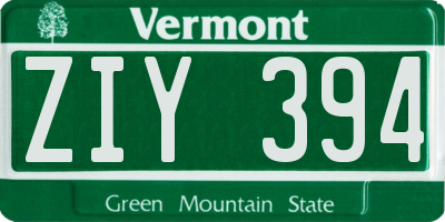 VT license plate ZIY394