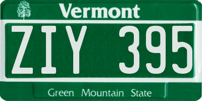 VT license plate ZIY395