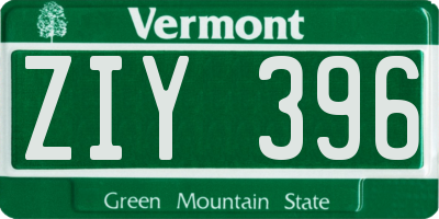 VT license plate ZIY396