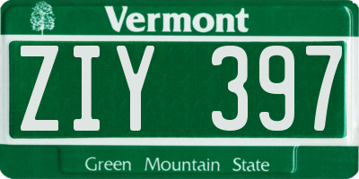 VT license plate ZIY397