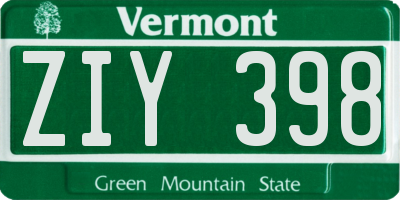 VT license plate ZIY398
