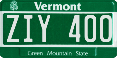 VT license plate ZIY400