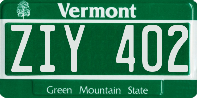 VT license plate ZIY402