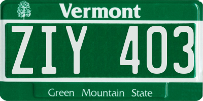 VT license plate ZIY403