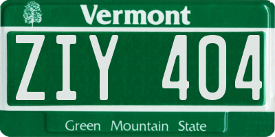 VT license plate ZIY404
