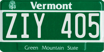 VT license plate ZIY405