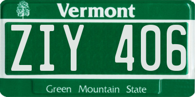 VT license plate ZIY406