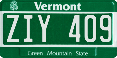 VT license plate ZIY409