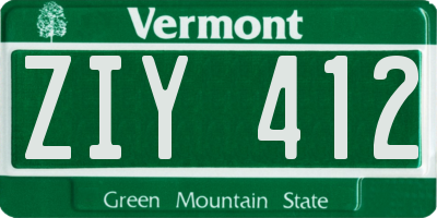 VT license plate ZIY412
