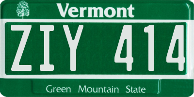 VT license plate ZIY414