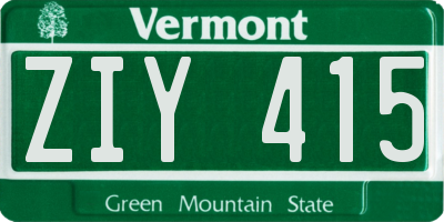 VT license plate ZIY415