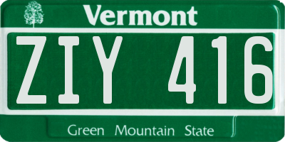 VT license plate ZIY416