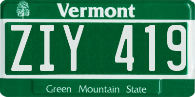 VT license plate ZIY419