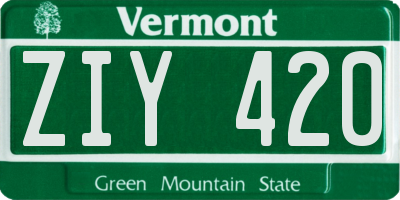 VT license plate ZIY420