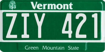VT license plate ZIY421