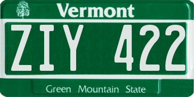 VT license plate ZIY422