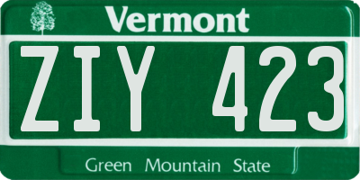VT license plate ZIY423