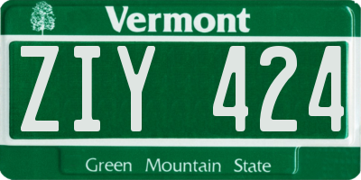 VT license plate ZIY424